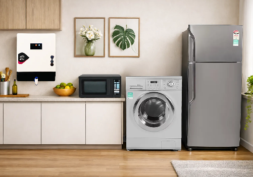 Front Load Washing Machine, Double Door Fridge, Convection Microwave Oven and RO Combo